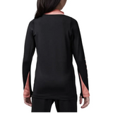 Youth Jordan PSG black soccer tracksuit featuring long sleeves and stylish pink accents on SoccerTracksuits.com