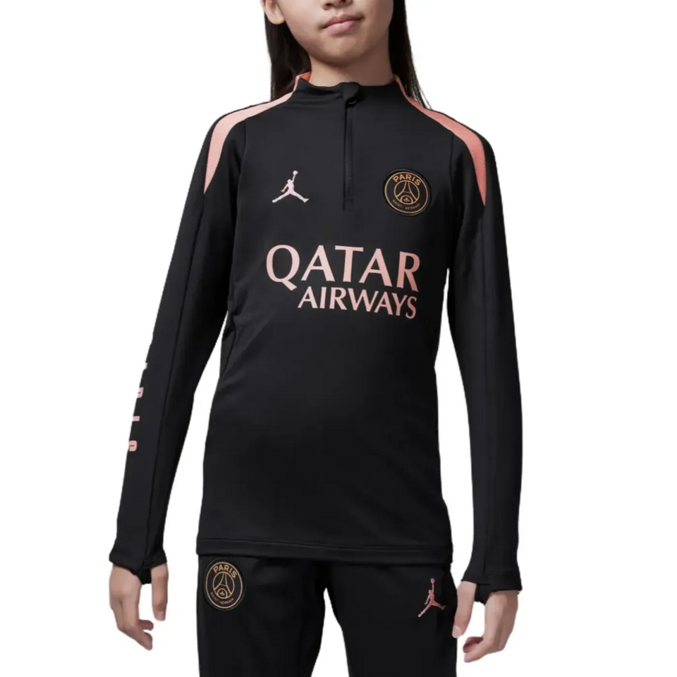 Jordan PSG black soccer tracksuit youth featuring a stylish design and comfortable fit for young athletes