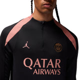 Jordan PSG black training top 2024 featuring pink accents and logo for stylish athletic wear