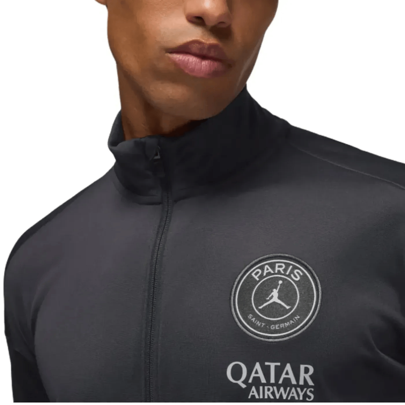 Buy Jordan PSG soccer tracksuit 2026 black/grey Paris presentation