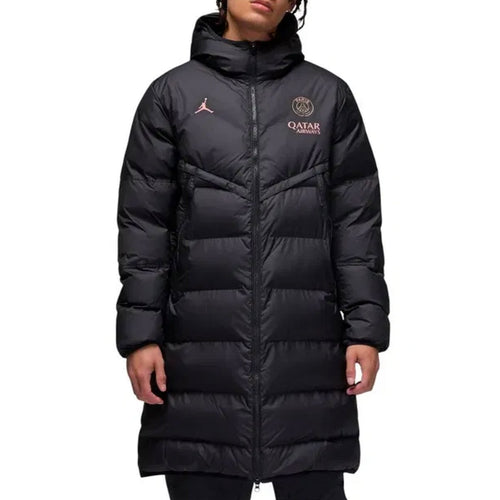 Jordan PSG UCL parka jacket in black with logo, perfect for sports and casual wear