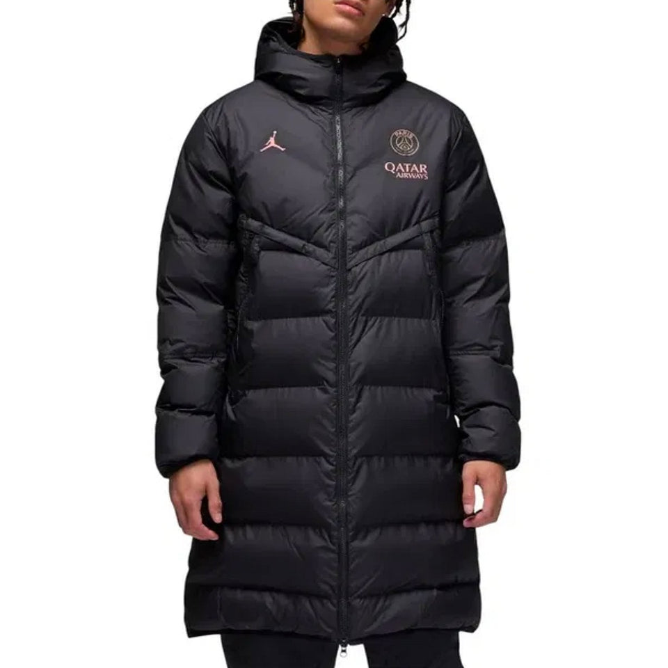 Jordan PSG UCL parka jacket in black with logo, perfect for sports and casual wear