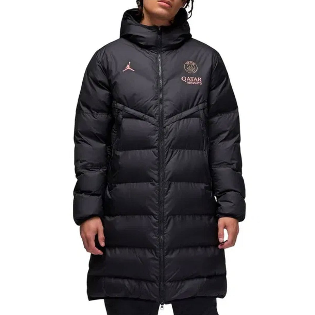 Jordan PSG UCL parka jacket in black with logo, perfect for sports and casual wear