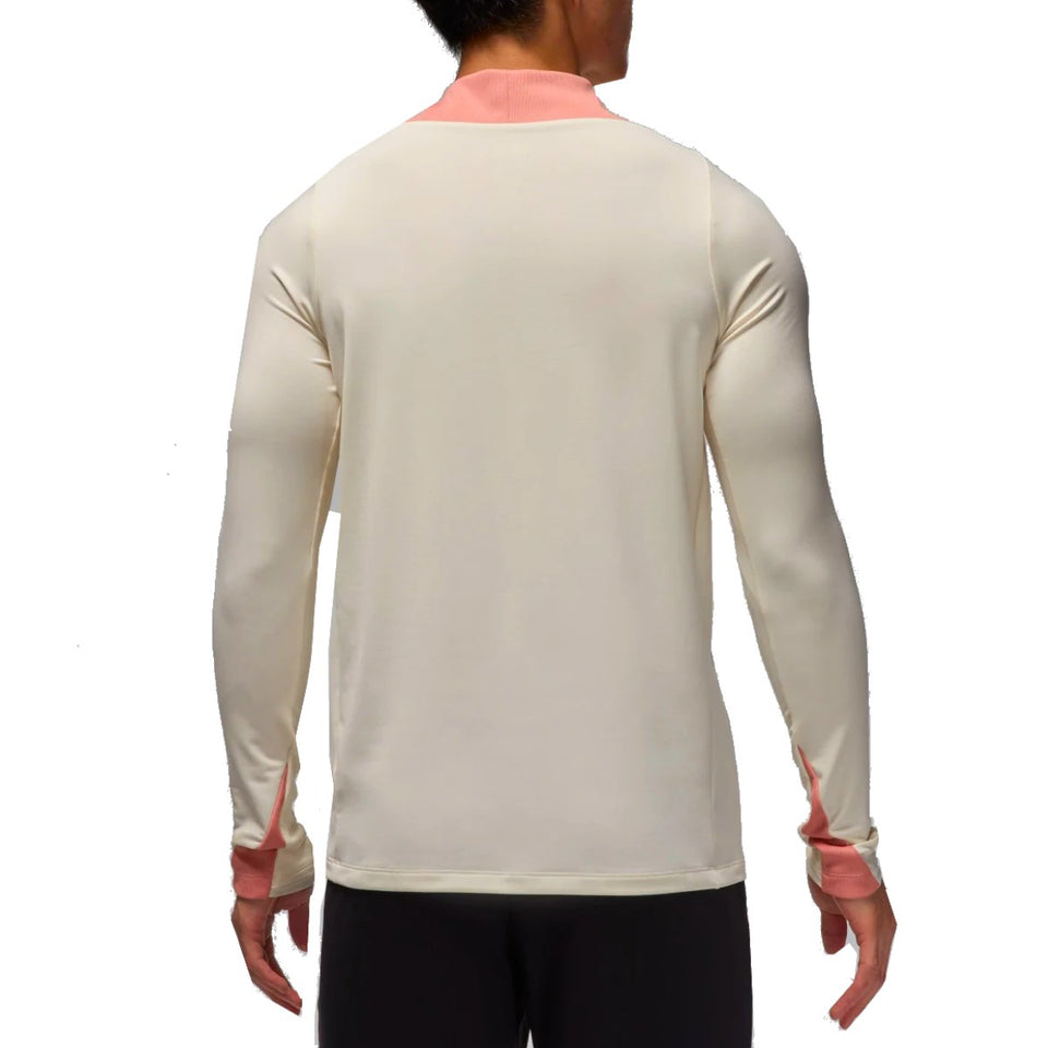 Back view of the Jordan PSG UCL training top 2024 in cream color with long sleeves