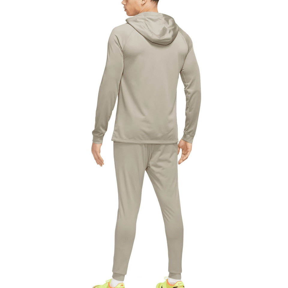Back view of Jordan x PSG presentation tracksuit in gray with hooded jacket and matching pants