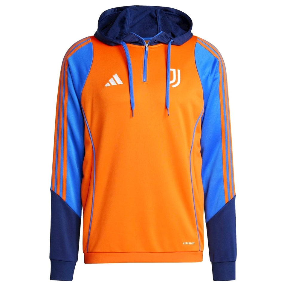 Juventus hooded training tracksuit 2024 in orange and blue with logo and stylish design for fans