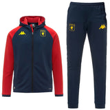 Genoa CFC presentation tracksuit 2025 26 navy red hooded jacket and tapered pants with yellow Kappa logos