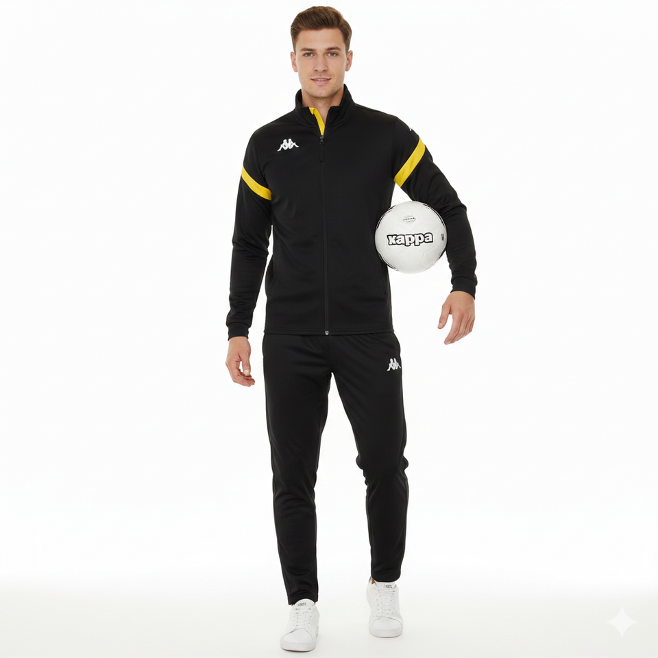 Dalcito premium Tracksuit Italian Slim-Fit Training/Casual Set - Black/Yellow - Kappa