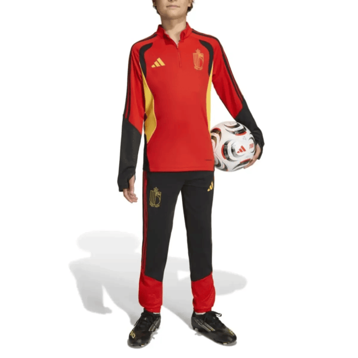 Kids Adidas Belgium 2026/27 training technical soccer tracksuit in red and black with official team logo