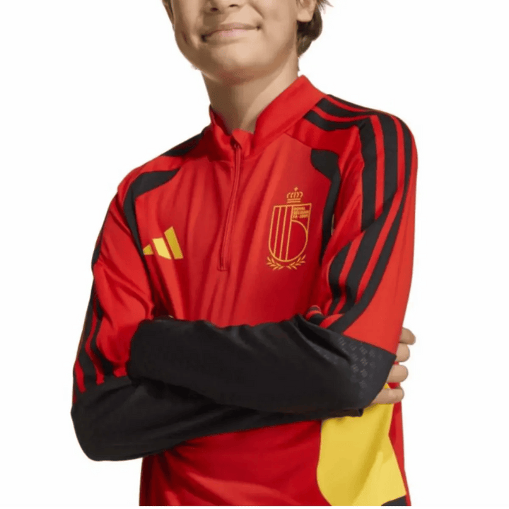 Kids Belgium training technical soccer tracksuit in red and black with Adidas logo for 2026/27 season