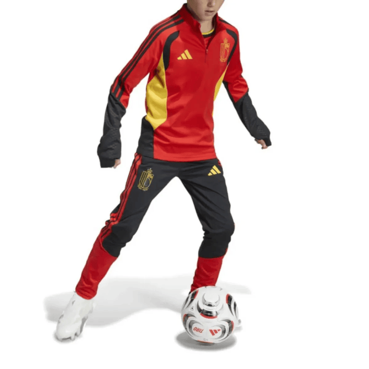 Kids Adidas Belgium 2026/27 training technical soccer tracksuit in red and black with official team colors