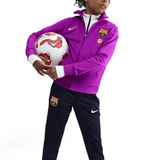 Kids FC Barcelona tracksuit 2025 26 in purple and navy with club logos for young fans