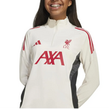 Kids Liverpool training tracksuit 2025 featuring a white top with red accents and the Liverpool FC logo