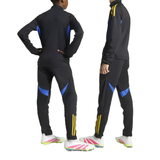 Kids Manchester United UCL training tracksuit 2025 available in black with blue accents for young fans