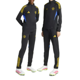 Kids Manchester United UCL training tracksuit 2025 in black with yellow and blue accents for young fans