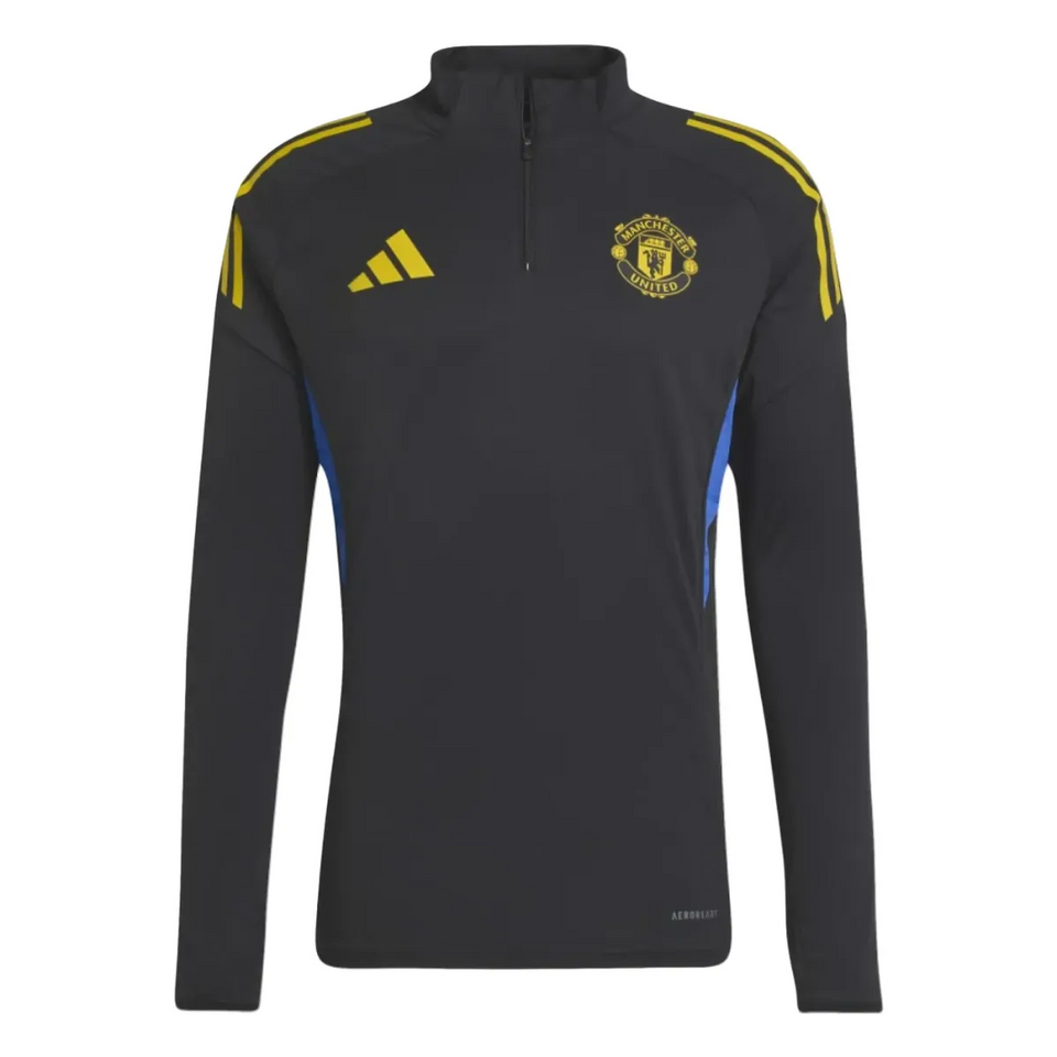 Kids Manchester United UCL training tracksuit 2025 featuring a zip collar and vibrant team colors