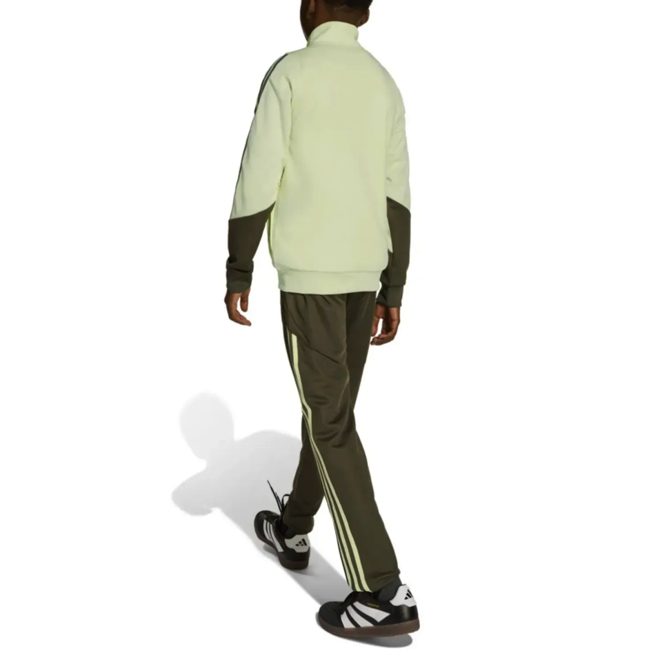 Kids Real Madrid tracksuit 2025 in light green and dark green featuring comfortable fit and stylish design