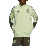 Kids Real Madrid tracksuit 2025 in light green and brown with official team logo and adidas branding