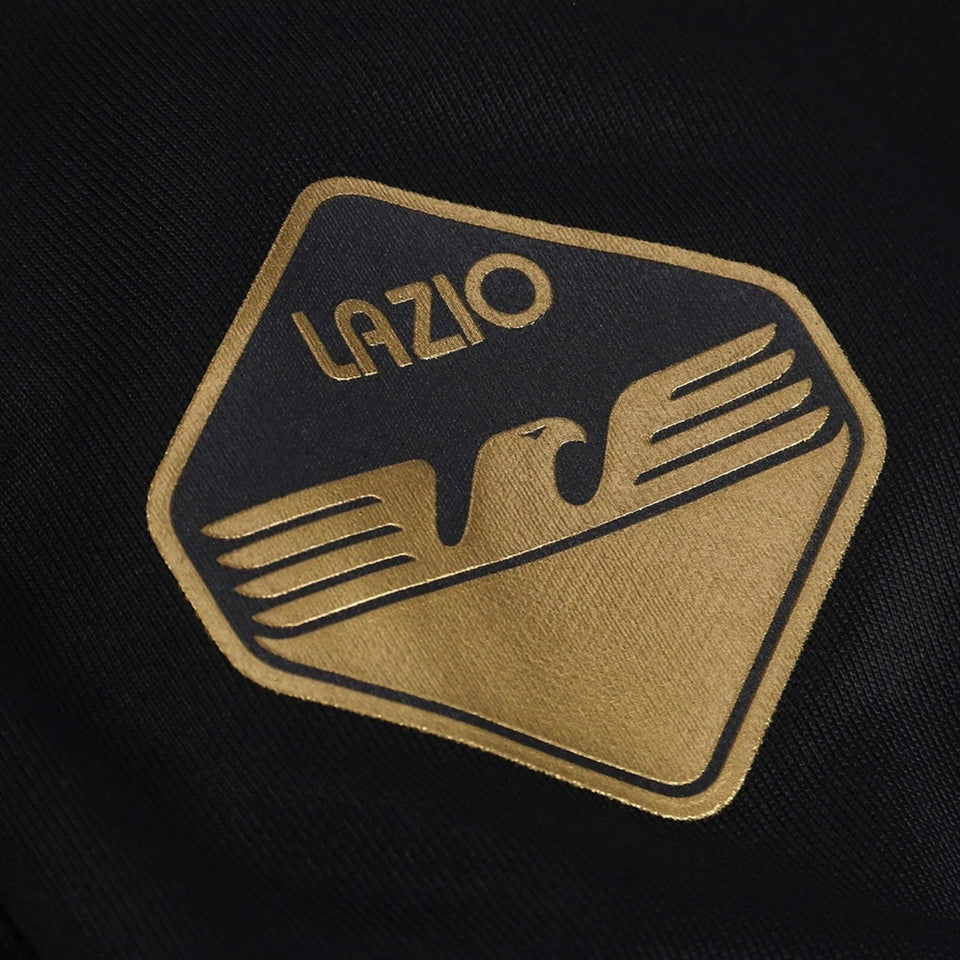 Lazio Mizuno cotton tracksuit black featuring the gold Lazio logo on fabric