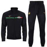 Lazio Mizuno cotton tracksuit black featuring a stylish design with gold accents