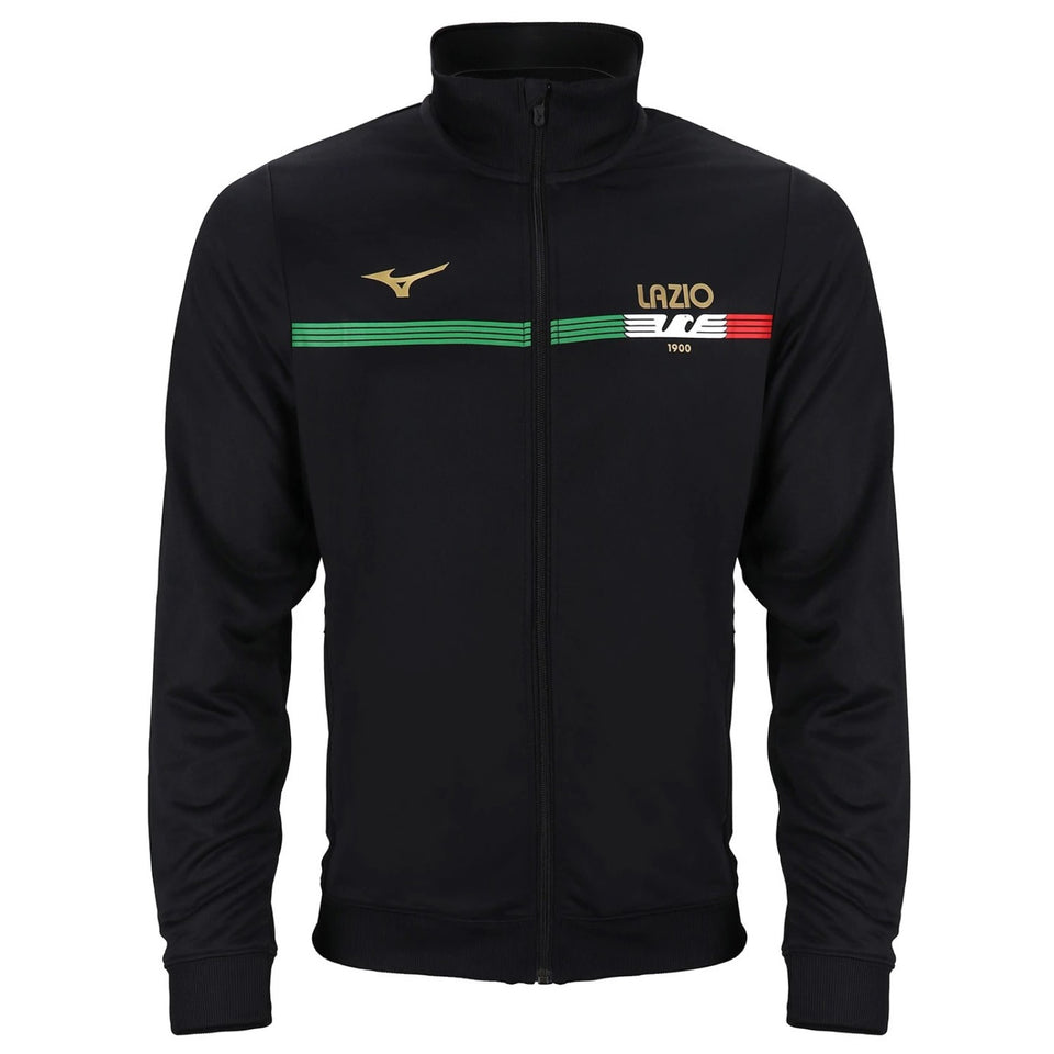 Lazio Mizuno cotton tracksuit black featuring a stylish zip-up design and vibrant logo details
