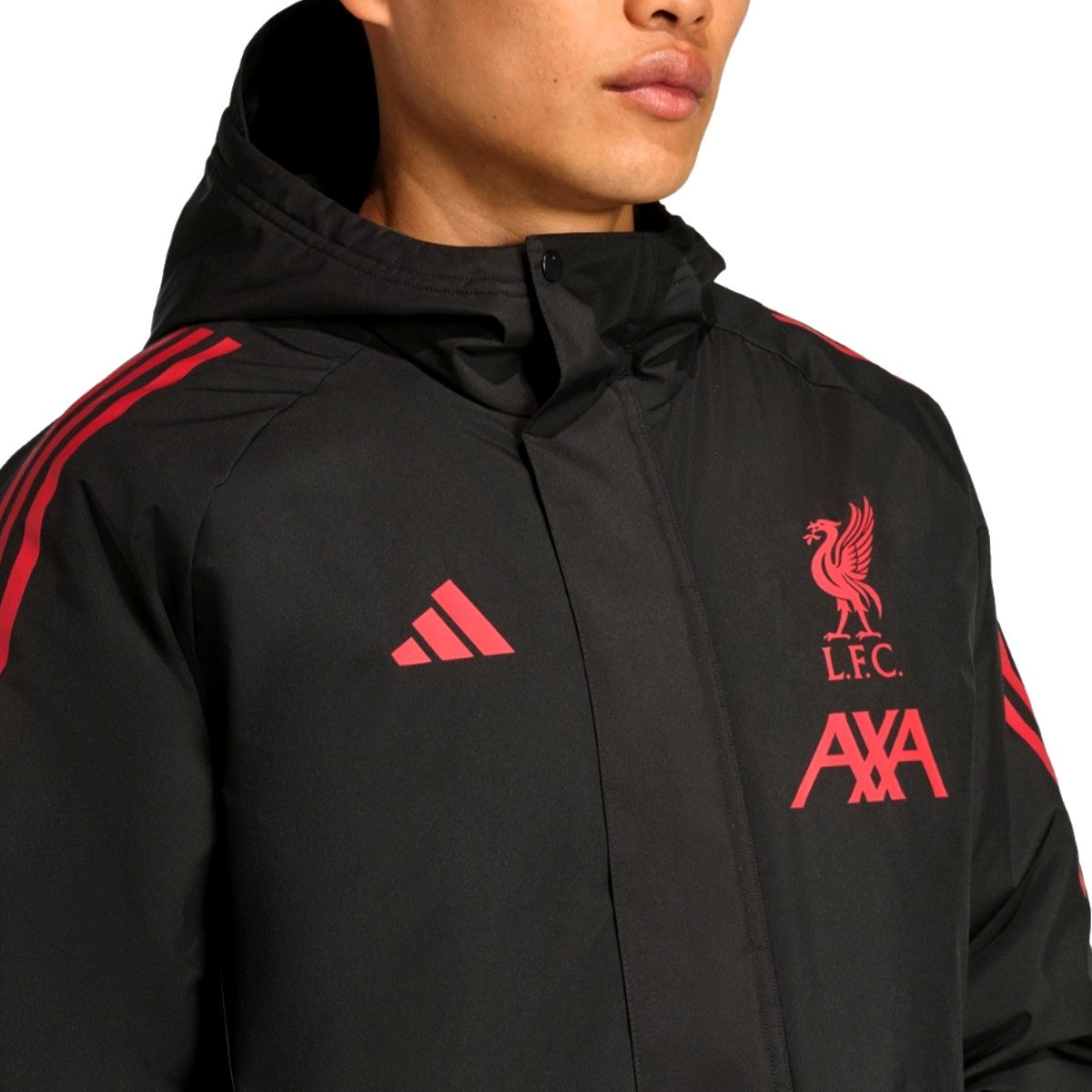 Adidas Liverpool FC black Parka coat 2025/2026 | SoccerTracksuits.com