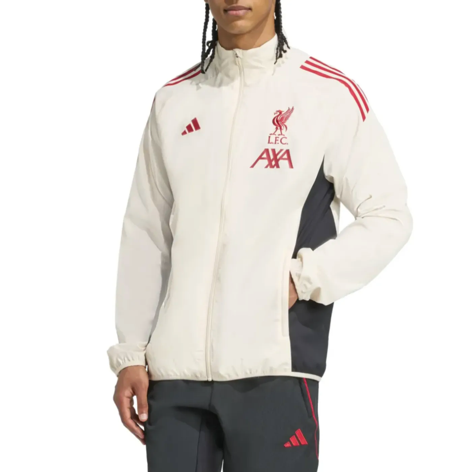 Liverpool FC Adidas tracksuit 2025 26 featuring a lightweight jacket and comfortable pants for fans