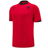 Red Albania national team short sleeve jersey with black collar and crest buy Albania soccer jersey online