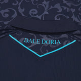 Macron Sampdoria soccer jersey navy back collar detail with Dale Doria text and light blue chevron trim