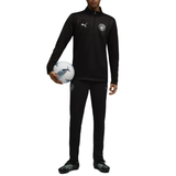 Manchester City black training tracksuit 2025, featuring a zip-up top and tapered pants for comfort and style