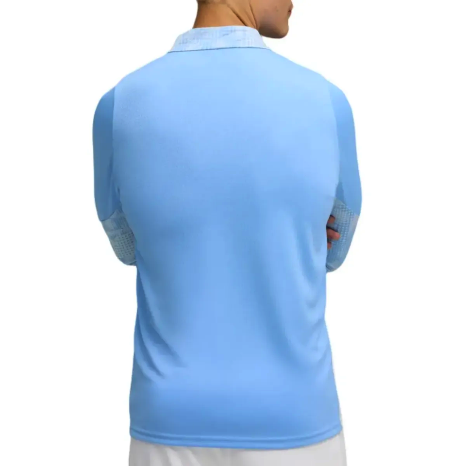 Back view of Manchester City training tracksuit 2025 26 in light blue with breathable fabric on SoccerTracksuits.com