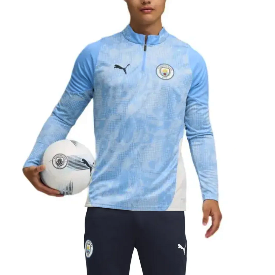 Manchester City training tracksuit 2025 26 in light blue with Puma logo, perfect for soccer training sessions