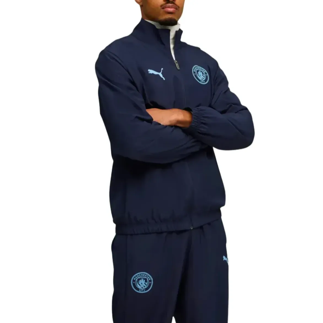 Manchester City woven tracksuit 2025 26 in navy with logo and comfortable fit for fans