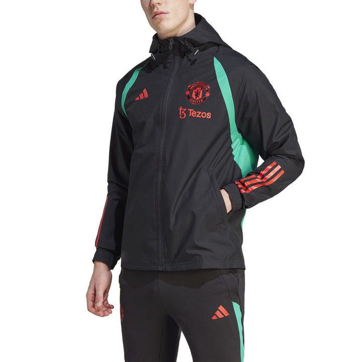 Manchester United soccer training rain jacket 2023/24 black - Adidas