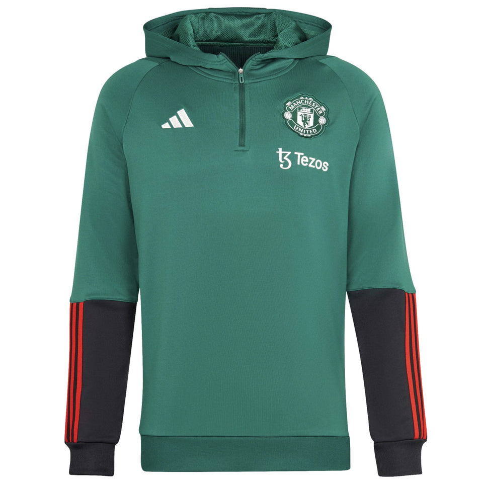 Manchester United hooded tracksuit 2024 in green with zip front and contrasting sleeves