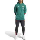 Manchester United hooded tracksuit 2024 in green with black pants and iconic team details