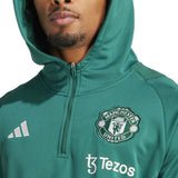 Manchester United hooded tracksuit 2024 in green with logo and zipper for soccer fans