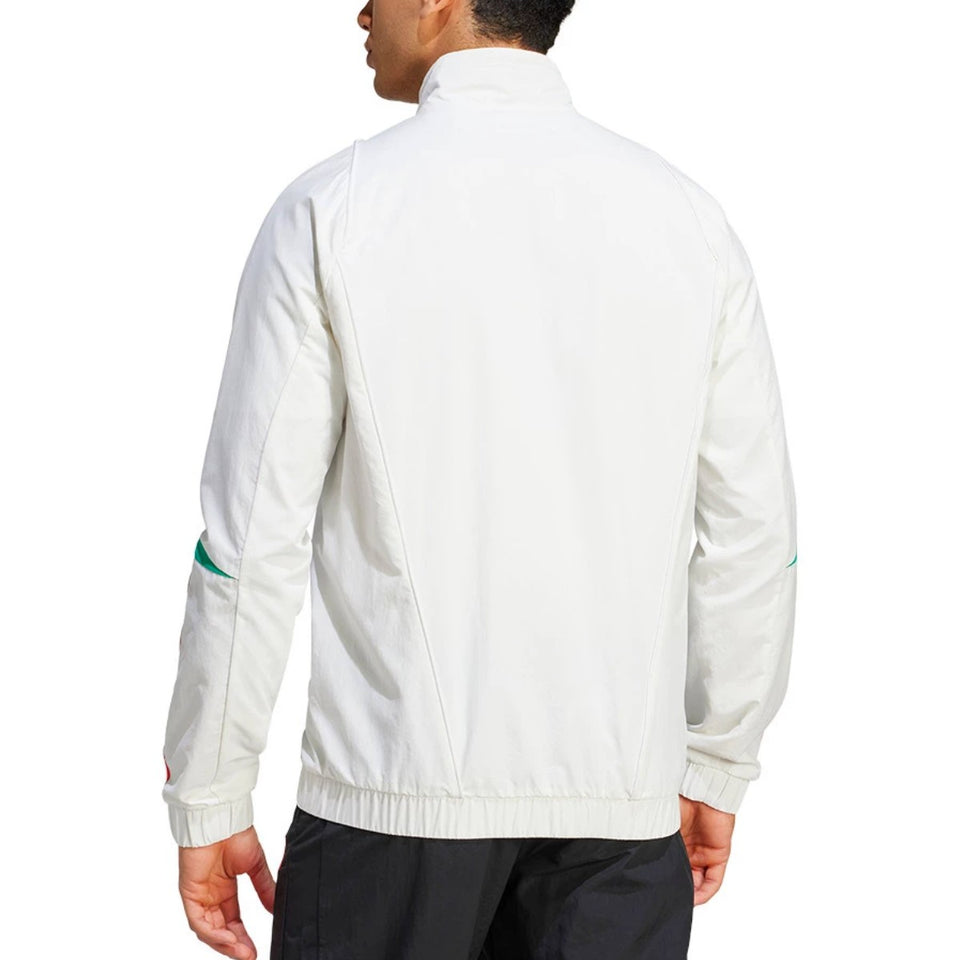 Manchester United presentation tracksuit 2023 in white featuring a stylish back view for fans and players