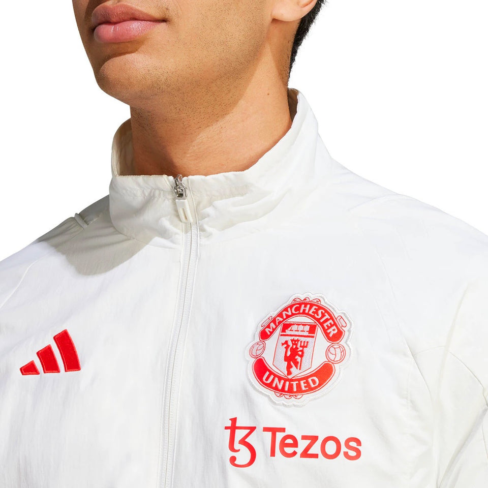 Manchester United presentation tracksuit 2023 in white with logo and stylish design for fans