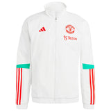 White Manchester United presentation tracksuit 2023 with red accents and Adidas logo