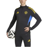 Manchester United UCL training tracksuit 2025 26 with zip neck and blue accents for soccer training