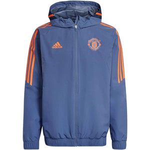 Manchester United soccer training rain jacket 2022/23 blue - Adidas