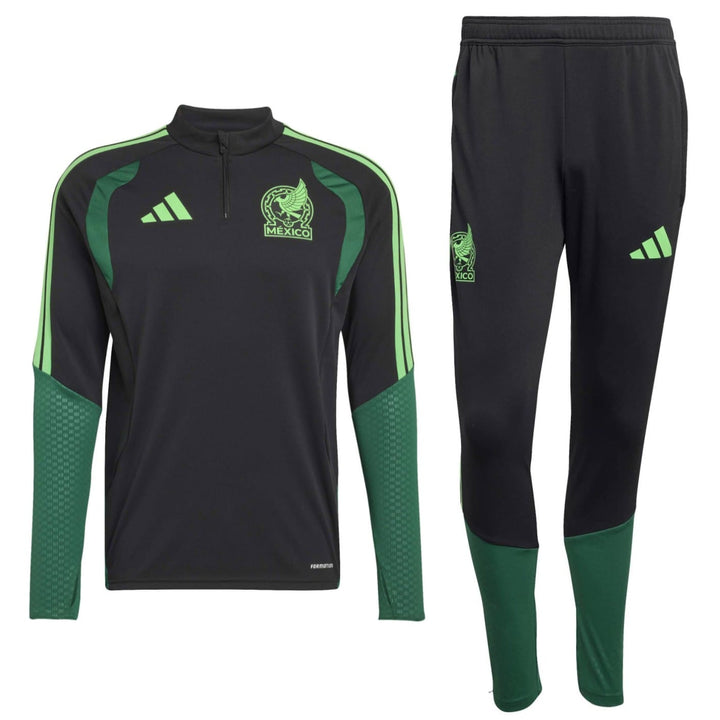 Mexico black training technical soccer tracksuit set by Adidas with green accents for adults in various sizes