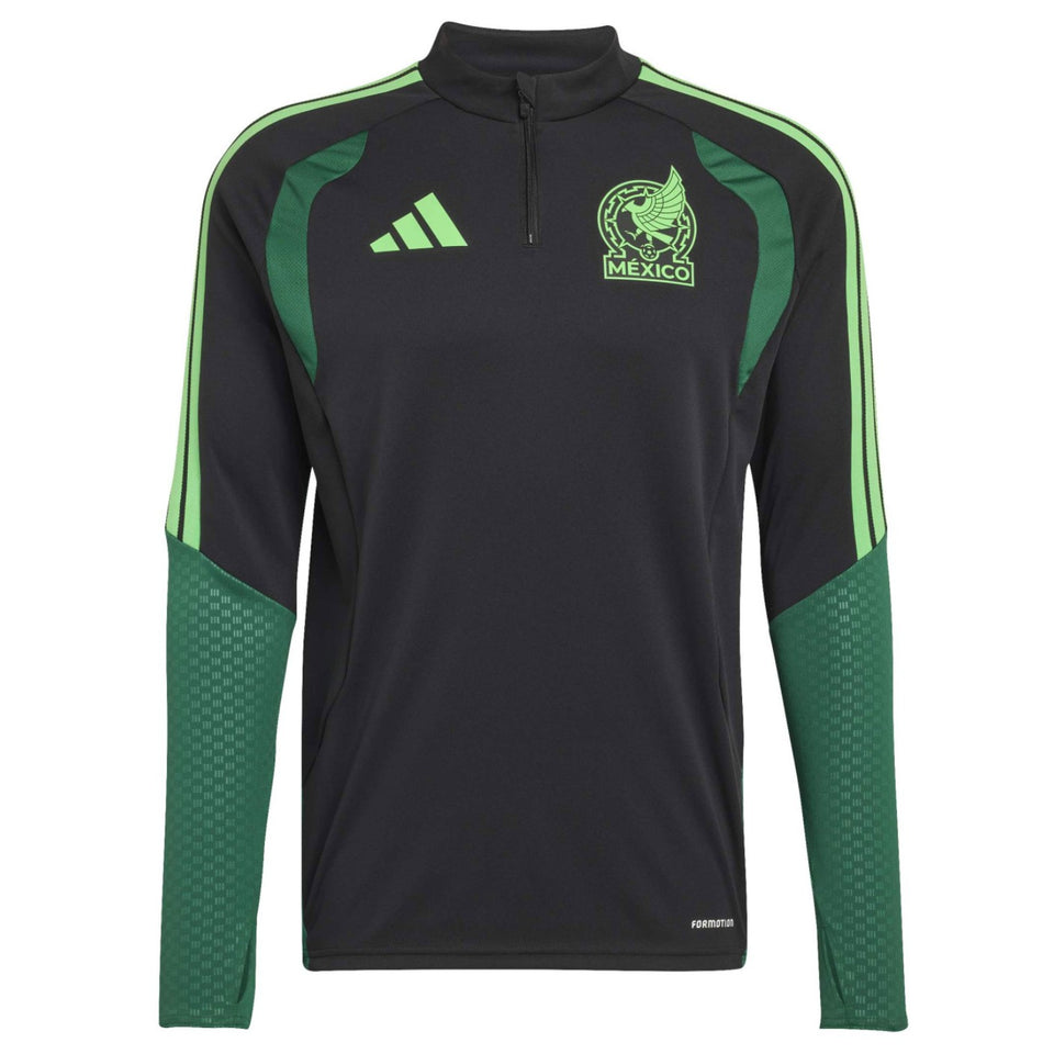 Men's Mexico black training tracksuit 2026 World Cup with green accents and zip neck design