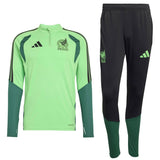 Mexico training tracksuit 2026 featuring a green jersey and black pants for soccer enthusiasts