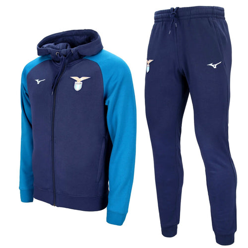 SS Lazio presentation tracksuit navy with zip-up hoodie and matching navy pants on SoccerTracksuits.com