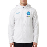 White EA7 x SSC Napoli rain jacket with logos on a white background