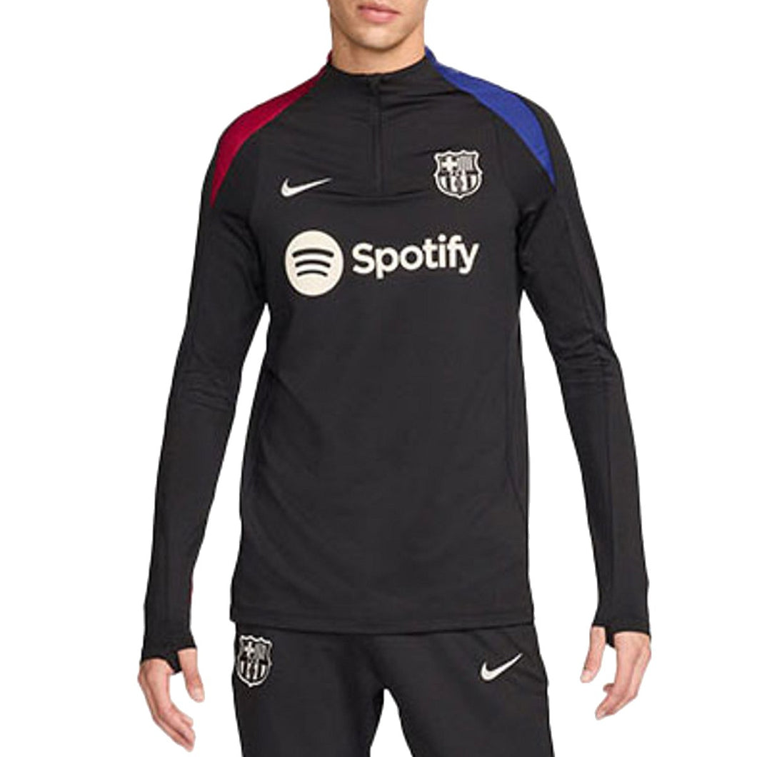 Nike Barcelona training tracksuit in black with red and blue shoulder accents and Spotify sponsor logo