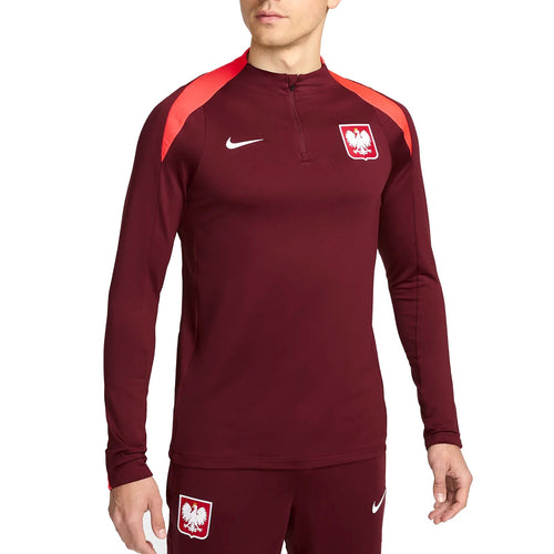 Maroon Poland soccer tracksuit with red accents and white eagle emblem buy Poland soccer training gear
