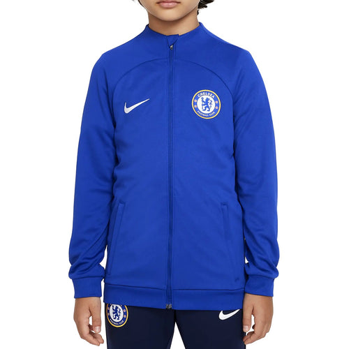 Chelsea blue training tracksuit 2023 24 jacket with full zip and logo badge on chest